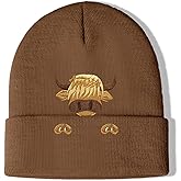 Highland Cow Embroidered Beanie Hat for Women Men Highland Lovers Cute Christmas Stocking Stuffers Animal Birthday Gifts