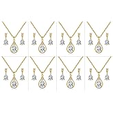 ZHUWE Bridesmaid Jewelry Set for Women 1-4-6-8 Sets Necklace Earring Set for Wedding 18K Gold or Rose Gold or Silver Plated with Crystal Rhinestone