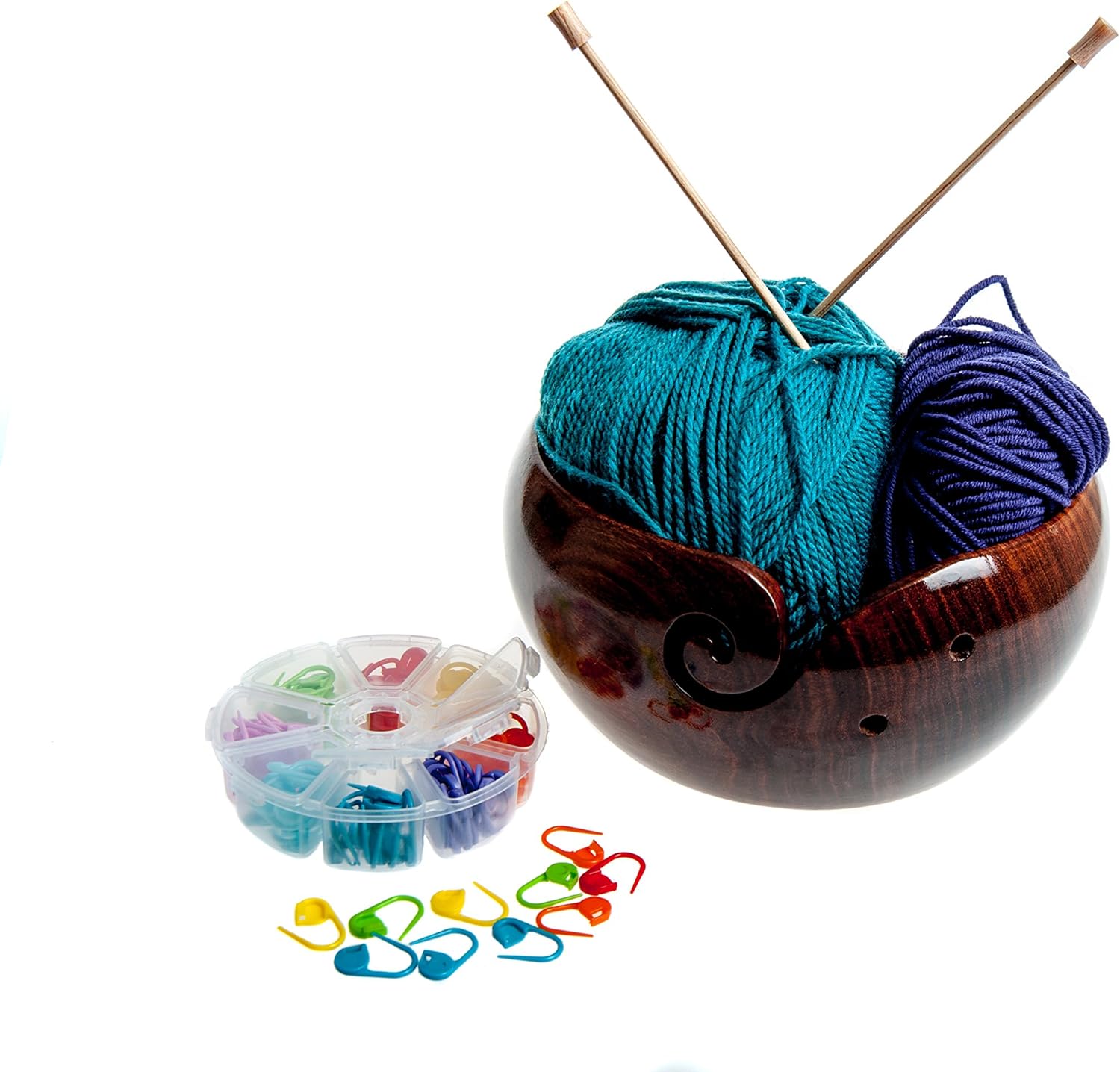 Veradura Large 8" x 4" Inch Wooden Yarn Bowl Holder Ideal for Wool