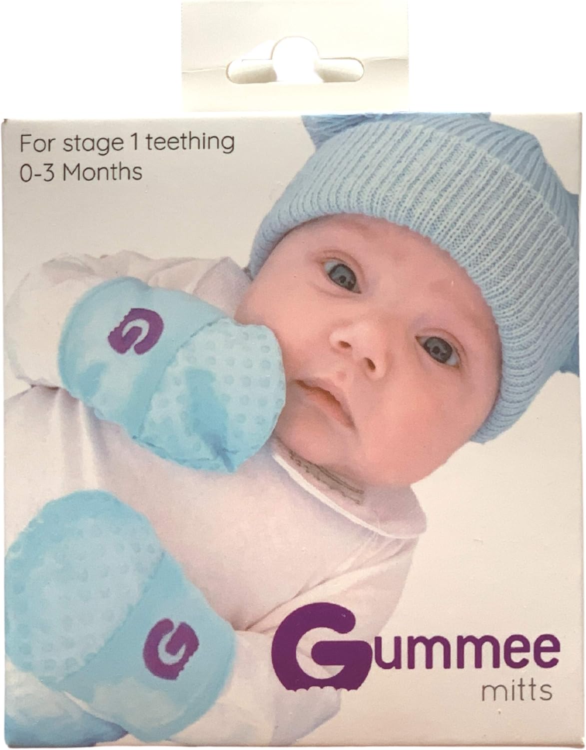 Gummee Anti Scratch Baby Teething Mittens Stay-on Mitts 0 - 3 Months Blue, 3 Count (Pack of 1) - Image 4