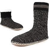 Cozylook Mens Slipper Socks Fleece Lined Non-slip Soles, Winter Soft Thick Cozy Home Boots, Warm Fuzzy House Shoes Indoor