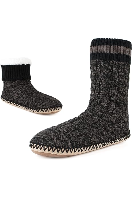 FALKE Men's Cosyshoe Slipper Socks With Grip Soles – Ultra Comfy Merino Wool House Socks