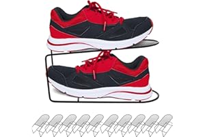 Noamus 10 Pack Large Shoe Slots Organizer, Metal Shoes Storage Stacker, Double-Layer Shoe Holder, Thickening Shoes Rack, Display Shelf Space Saving 50% for Closet Cabinet Organization(Black)