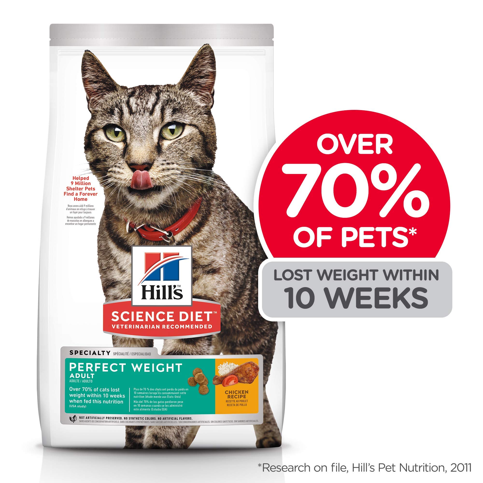 Hill’s Science Diet Dry Cat Food, Adult, Perfect Weight for Weight