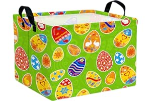 BOAMAU Large Rectangular Easter Basket Empty Cute Kid Easter Basket Gift Spring Bunny Eggs Room Storage Organizer Décor (BO-8