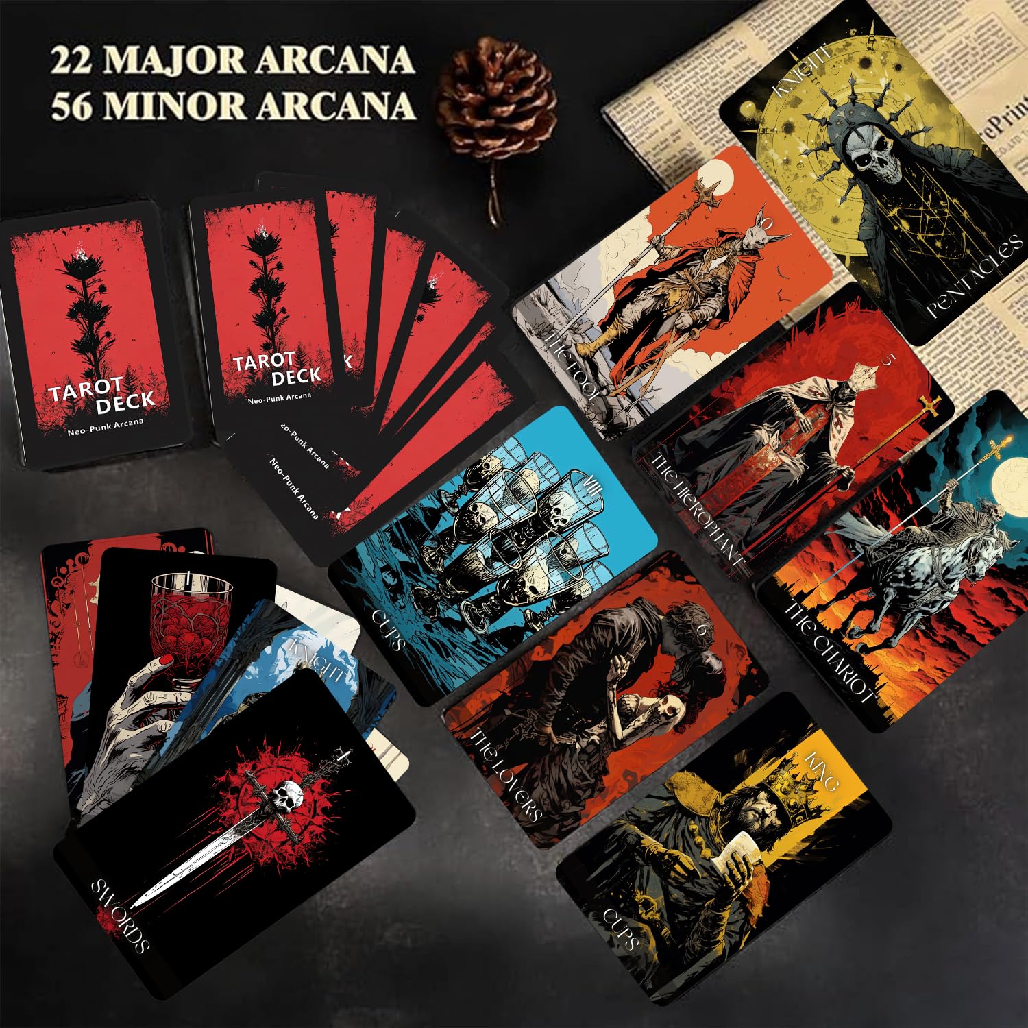 ZHQGYN 78 Tarot Cards, Tarot Cards Deck with Guide Book for Beginners, Fortune Telling Toys, Durable Cards, Suitable for Beginners to Experts, Creative Art Real Experience.