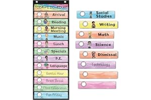 ABCxGOOD Daily Schedule Pocket Chart, Toddler Schedule Chart, 13+1 Pocket, with 21 Dry-Erase Reusable Cards Classroom Must Haves Pocket Chart