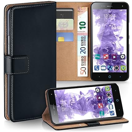 moex ZTE Blade L3 | Hülle Schwarz mit Karten-Fach 360° Book Klapp-Hülle Handytasche Kunst-Leder Handyhülle für ZTE Blade L3 C