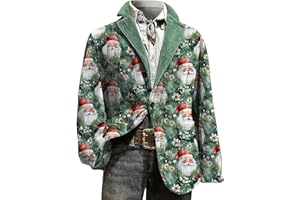HJINGSUN Christmas Blazer Men Vintage Corduroy Xmas Graphic Suit Jackets Slim Lapel Button Down Blazers for Party Dinner 2025