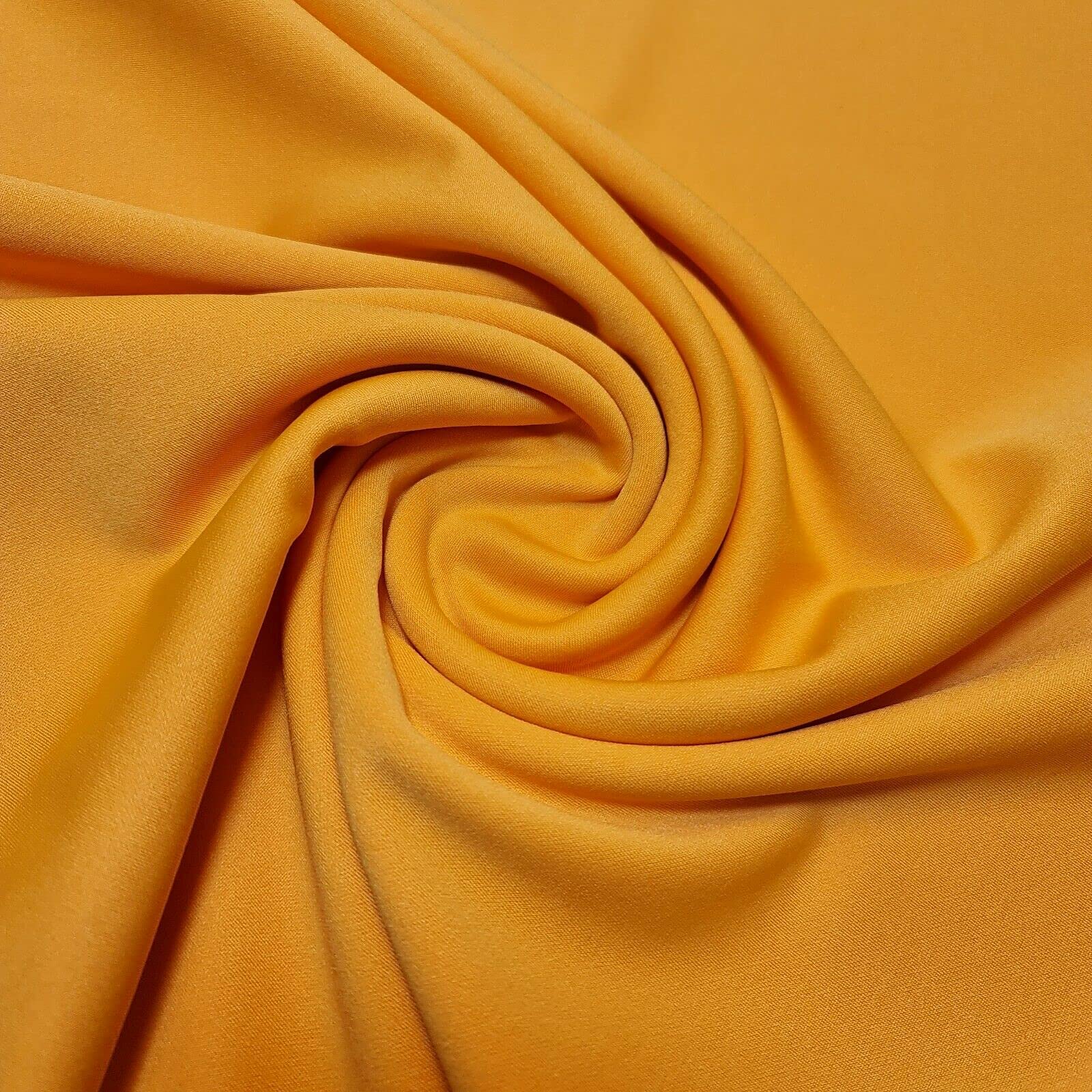 Plain & Printed Scuba Crepe Jersey Stretch Spandex Fabric – Dressmaking Material for Casual & Formal Wear | 58" (150cm) Wide | Sold Per Meter (Pre-Cut Lengths) (Mustard #2)