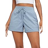 CRZ YOGA Lightweight Casual Shorts for Women 3.5" - High Waisted Linerless for Athletic Lounge Hiking with Zip Pockets