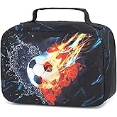 LEDAOU Lunch Bag Kids Insulated Lunch Box Boys Girls Insulated Reusable Lunch Bag for School Picnic Hiking (Soccer)