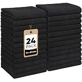 HOMEXCEL 24PK Salon Towels, 16"x29", Microfiber Super Absorbent Hand Towel | 100% Lint Free, Super Soft, Fast Dry Hair Towels for Salons, Gym, Spa, Home and Personal Use, Black
