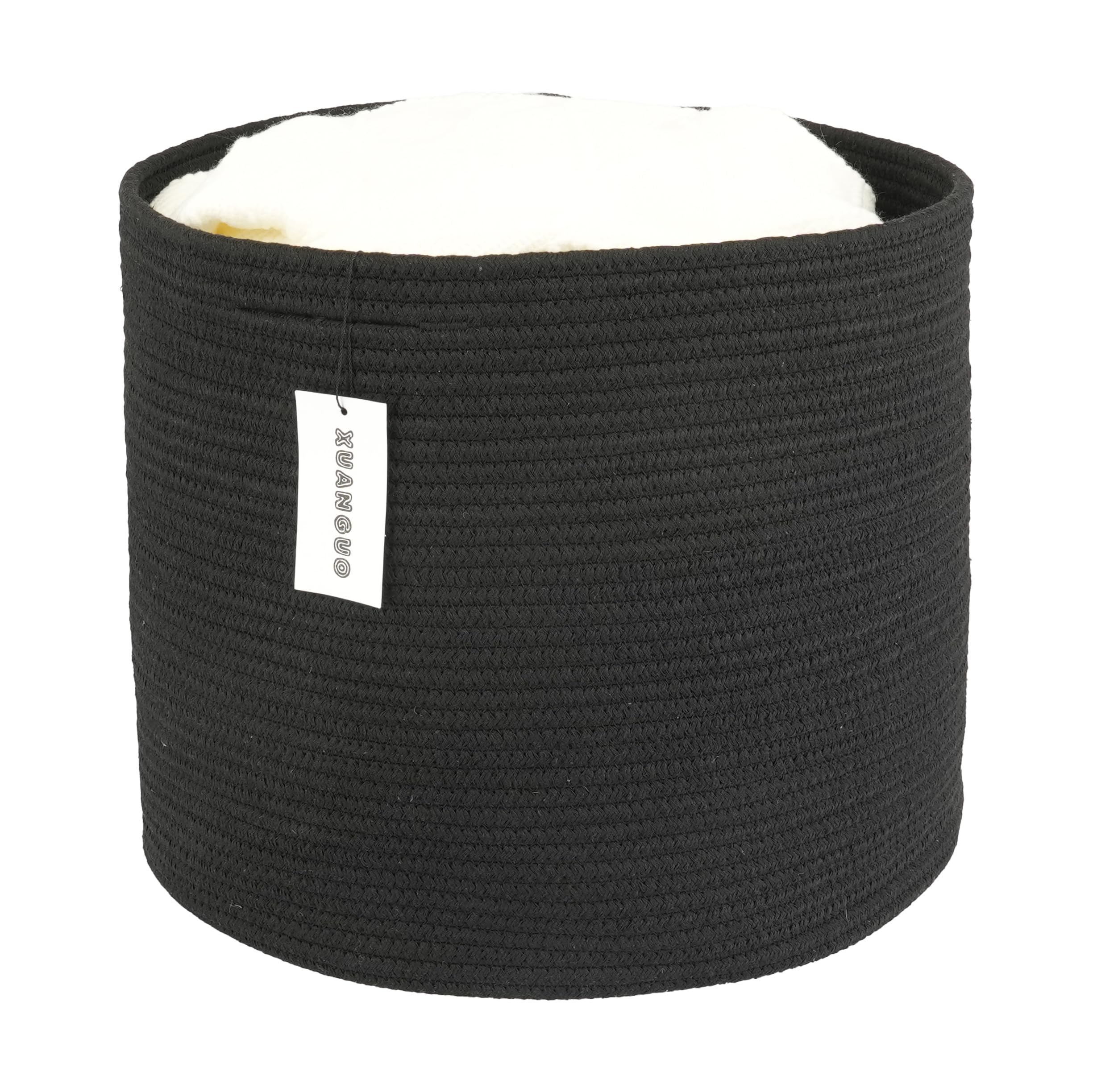 Photo 1 of XUANGUO Cotton Rope Basket For Girls Boys Kids 16”X14” Baby Laundry Basket Nursery Bin Round Woven Baskets Organizer For Storage Toys Blankets Shoes Clothes black