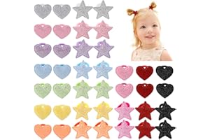 yoyokid 40PCS Glitter Hair Ties for Girls, Heart Star Nylon Hair Bands Elastics Pigtail Ponytail Holders Hair Accessories for Toddler Baby Girls Children Kids Teens