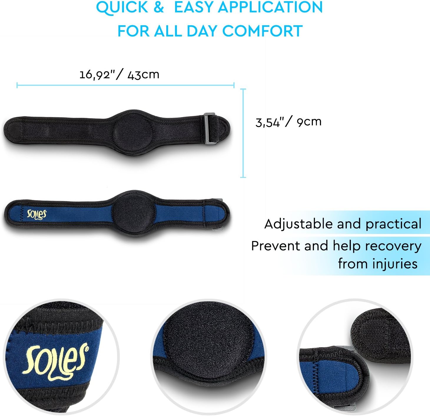 SOLES Tennis and Golfer Elbow Strap Brace (SLS509), Blue - Image 5