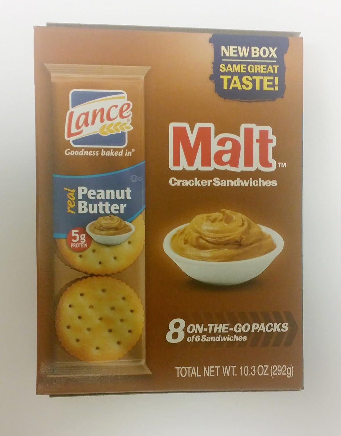 Lance Malt Real Peanut Butter Sandwich Crackers, 1.29 oz, 8 count
