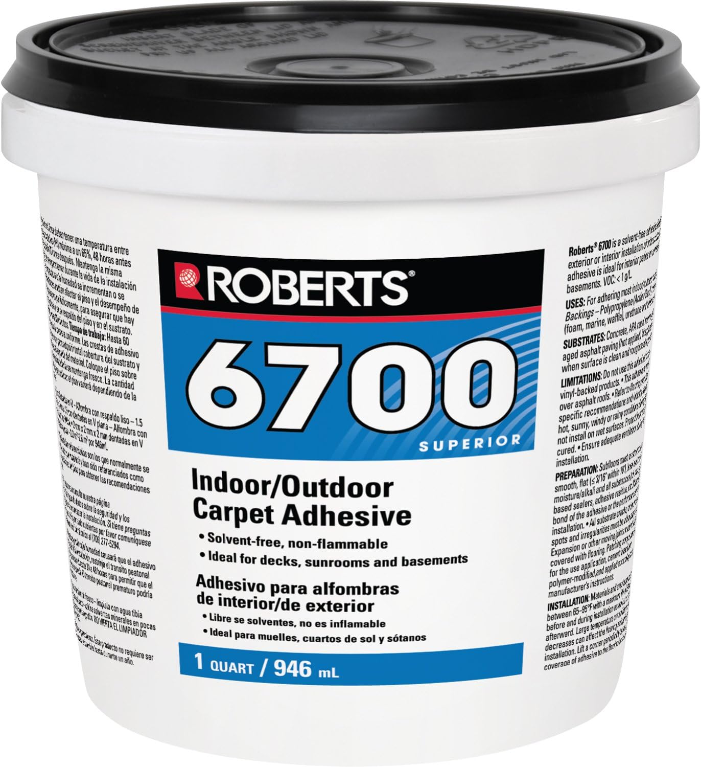 ROBERTS 6700-0 Carpet Adhesive, 1 Quart, Creamy Tan, 32 Fl Oz: Home Improvement
