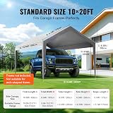 VEVOR 10x20 ft Carport Replacement Canopy Cover Heavy-Duty Waterproof Grey view 4