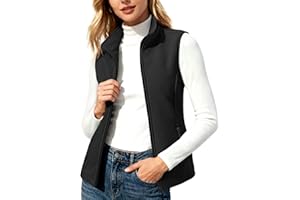 MAGCOMSEN Women's Fleece Vest Polar Outerwear Sleeveless Lightweight Zip Jackets Warm Winter Soft Vests with Pockets