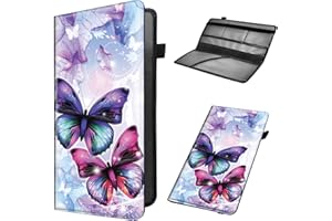 Mxfdegf Car Registration and Insurance Holder, Leather Car Glove Box Organizer, Cool Car Accessories for ID, Driver's License Cards & Essential Document, business cards, Men&Women,Purple Butterfly