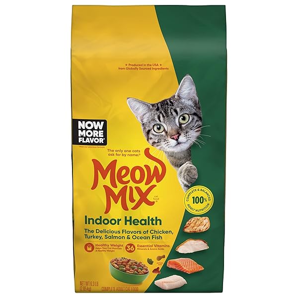 MEOW MIX INDOOR HEALTH DRY CAT FOOD, 6.3 POUND BAG