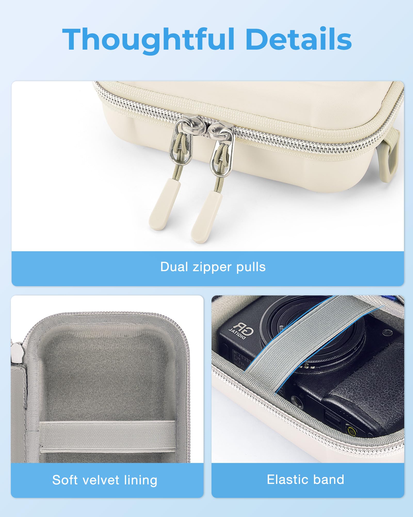 BAGSMART Digital Camera Case, Waterproof & Protective Small Camera Bag with 2 Carrying Ways, Lightweight Camera Sling Bag for Canon PowerShot ELPH 180/190 / Sony DSCW800/DSCW830 - Beige