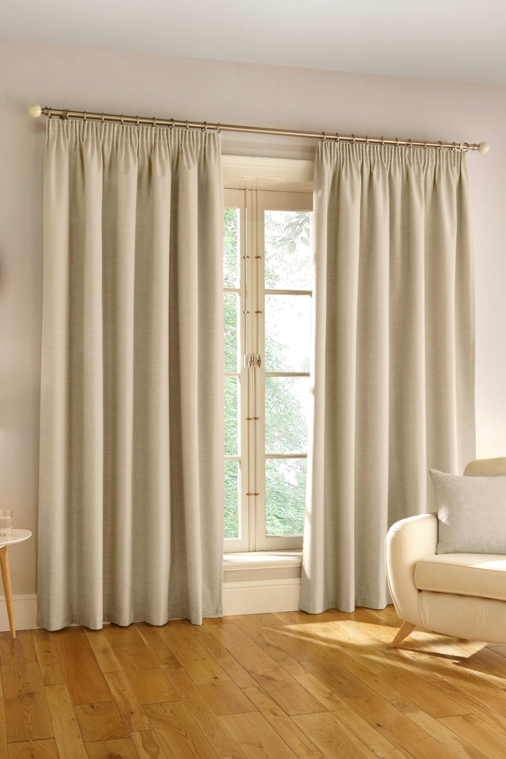Enhanced Living Harvard Linen 100% Blackout Curtains - Natural Thermal, Tape Top, 46x54 inch (117x137 cm) Curtains for Living Room and Bedroom - 2 x Curtain Panels — image 1