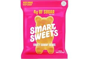 SmartSweets Fruity Gummy Bears, 1.8oz (Pack of 12), Variety of Flavors, Candy with Low Sugar (4g), Low Calorie (110), No Artificial Sweeteners, Gluten-Free, Healthy Snack for Kids & Adults