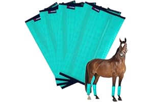 HUAME Horse Fly Boots, Breathable Mesh Protection Set of 4, Comfortable Pony Leggings, Breathable Mesh Design, Equines Supplies for Reduce Stomping, Hoof Damage & Leg Fatigue (Green, Large)