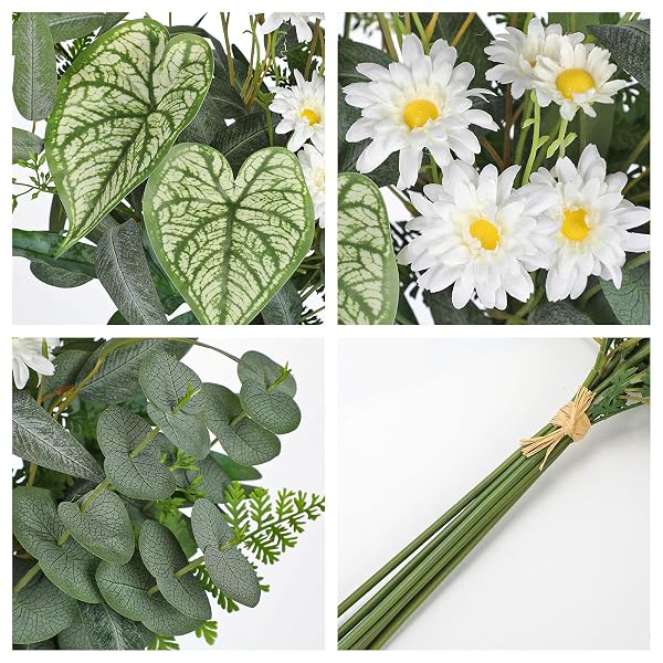 ARTIFICIAL GREENERY STEMS BOX SET, 5 KINDS MIXED EUCALYPTUS LEAVES SILVER DOLLAR FERN MONSTERA LEAF FAUX PLANTS AND FLOWERS FOR DIY BOUQUETS WEDDING FLORAL ARRANGEMENTS TABLE CENTERPIECES VASE DECOR