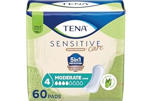 TENA Incontinence Pads, Bladder Control & Postpartum for Women, Moderate Absorbency, Long Length, Sensitive Care - 60 count