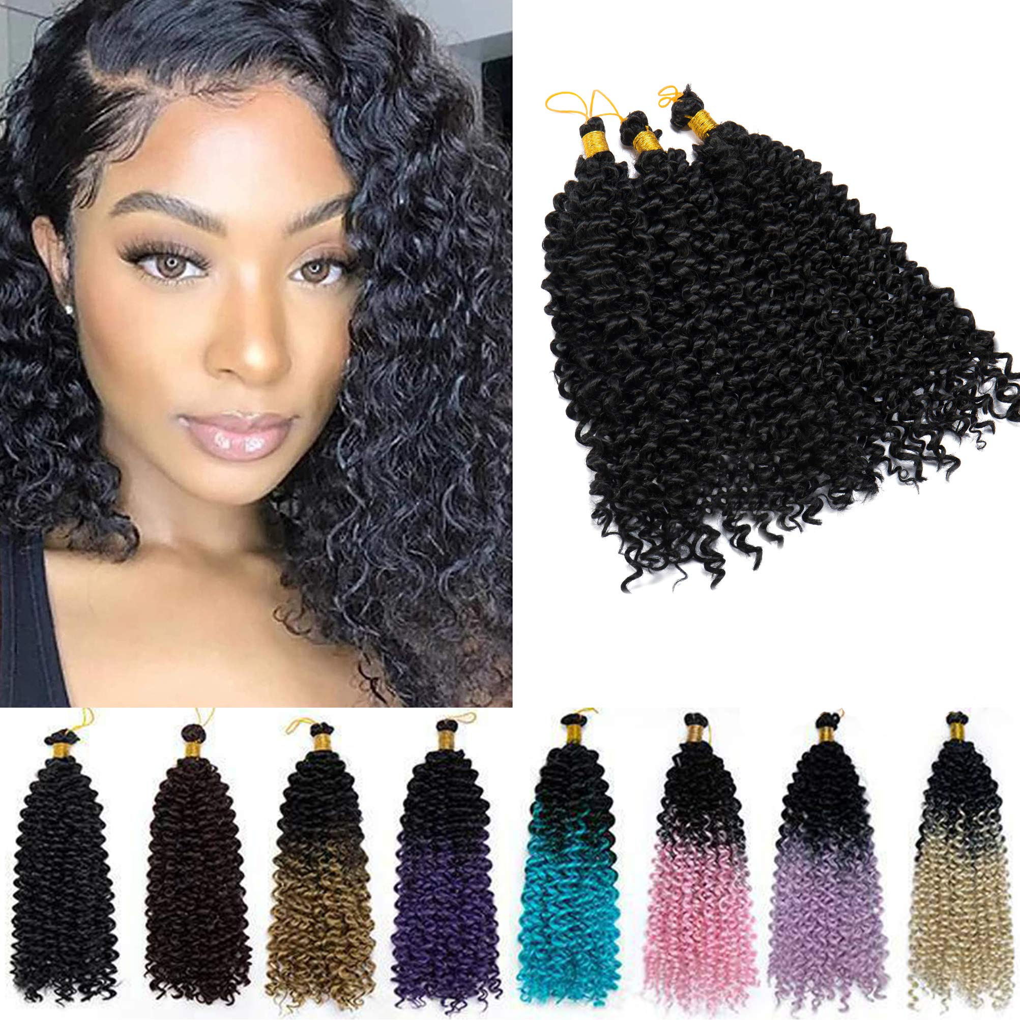 6 Pcs Passion Twist Hair 14 Inch Long Bohemian For Goddness Twist Crochet Braiding Hair Synthetic Fiber Water Wave Crochet Hair Extension Natural Black