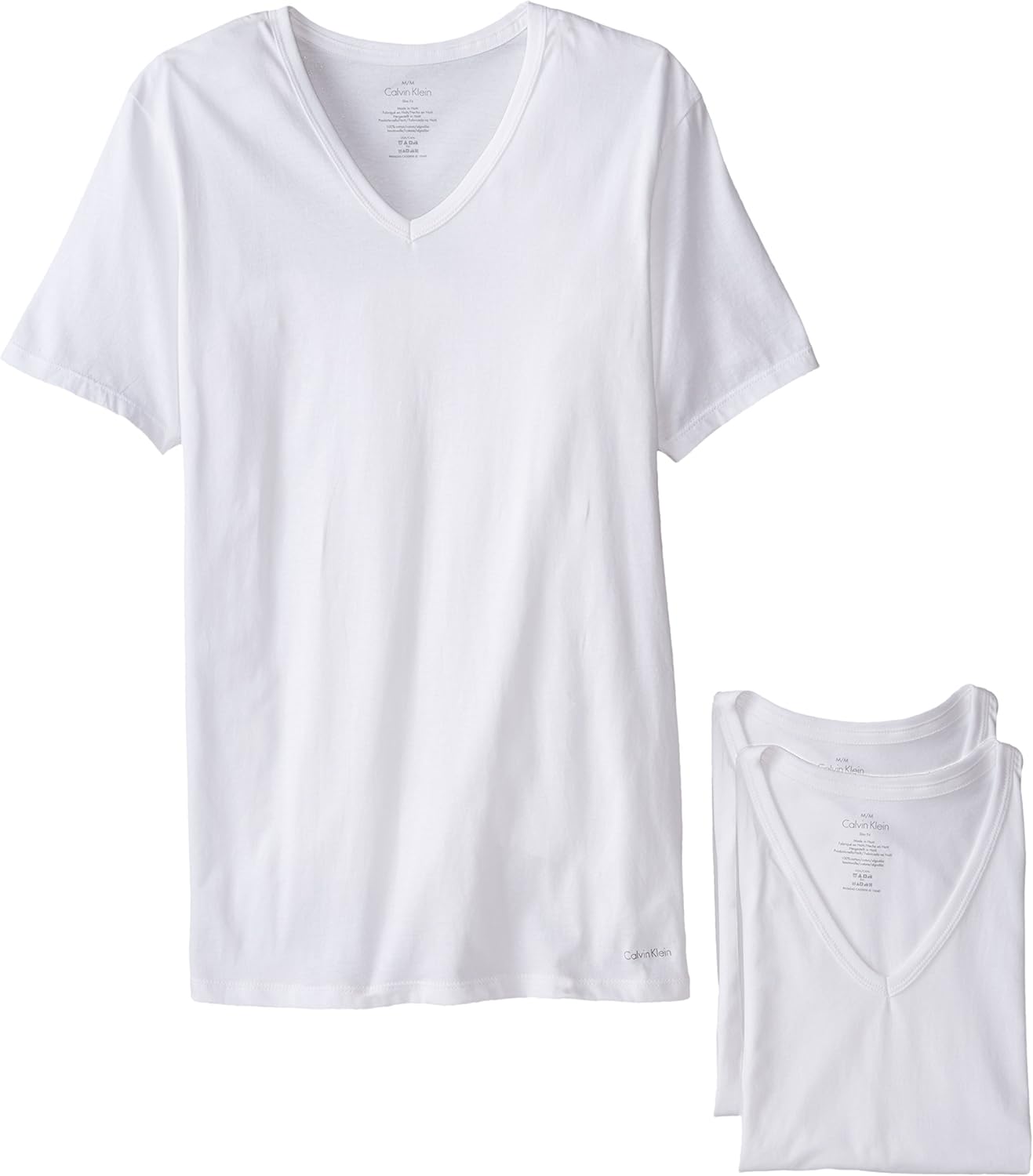 Calvin Klein Men's Cotton Classic Slim Fit V Neck T-Shirts at  Men’s Clothing store
