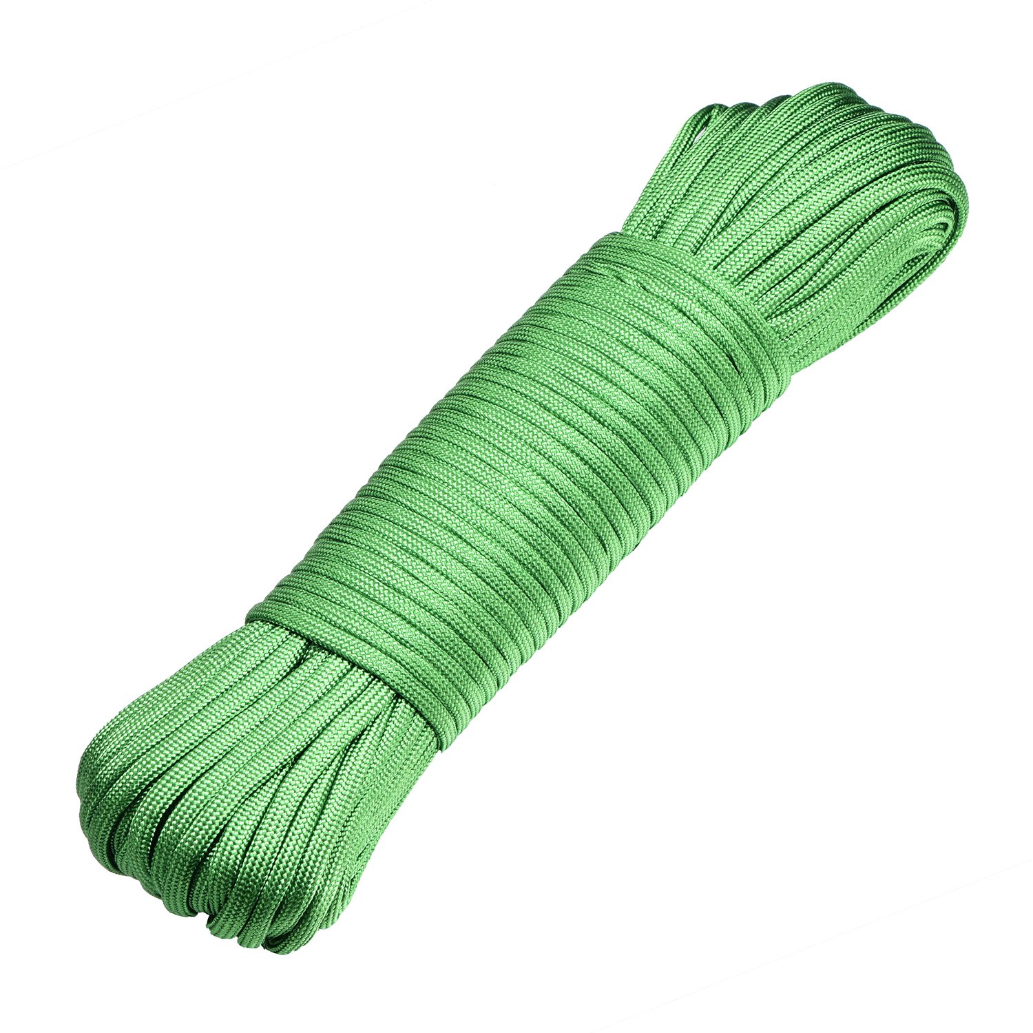 DonDon 98 ft - 30 m nylon cord Paracord survival DIY rope cord for outdoor camping activities 0.6 inch - 4 mm - 7 strands gras-green
