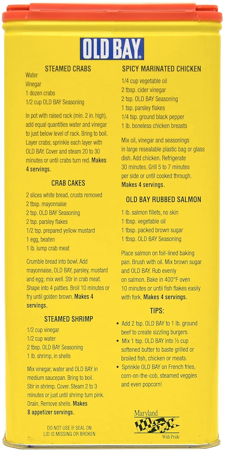 Amazon.com : Old Bay Seasoning 30% Less Sodium 13.5 OZ : Savory Spices And  Herbs : Grocery & Gourmet Food