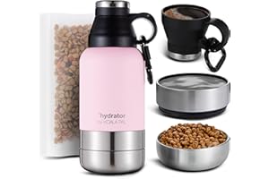 KOALA PAL 32oz Portable Dog Water Bottle w/Dog Bowls, Dog Travel Water Bottle + Travel Dog Bowls, Dog Water Bowl Dispenser, Dog Travel Bowl, Travel Accessories for Dogs (Pretty Girl Pink, 32 OZ)