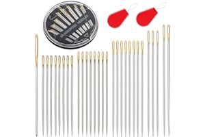 Ftyiwu 30 Pack Hand Sewing Needles, Assorted Embroidery Needles Kit, 6 Sizes Large Eye Sewing Needles with Threaders for DIY Craft Projects, Handsewing, Sewing Repair