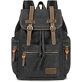 Bluboon Vintage Backpack Leather Trim Casual Bookbag Men Women Laptop Travel Rucksack