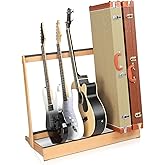Ktaxon Folding Guitar Stand, Wooden Multiple Guitars Case Rack, Brown | 35.8" Length Musical Instrument Racks for Electric Guitar, Bass, Acoustic Guitars, for Home, Studio, Stage