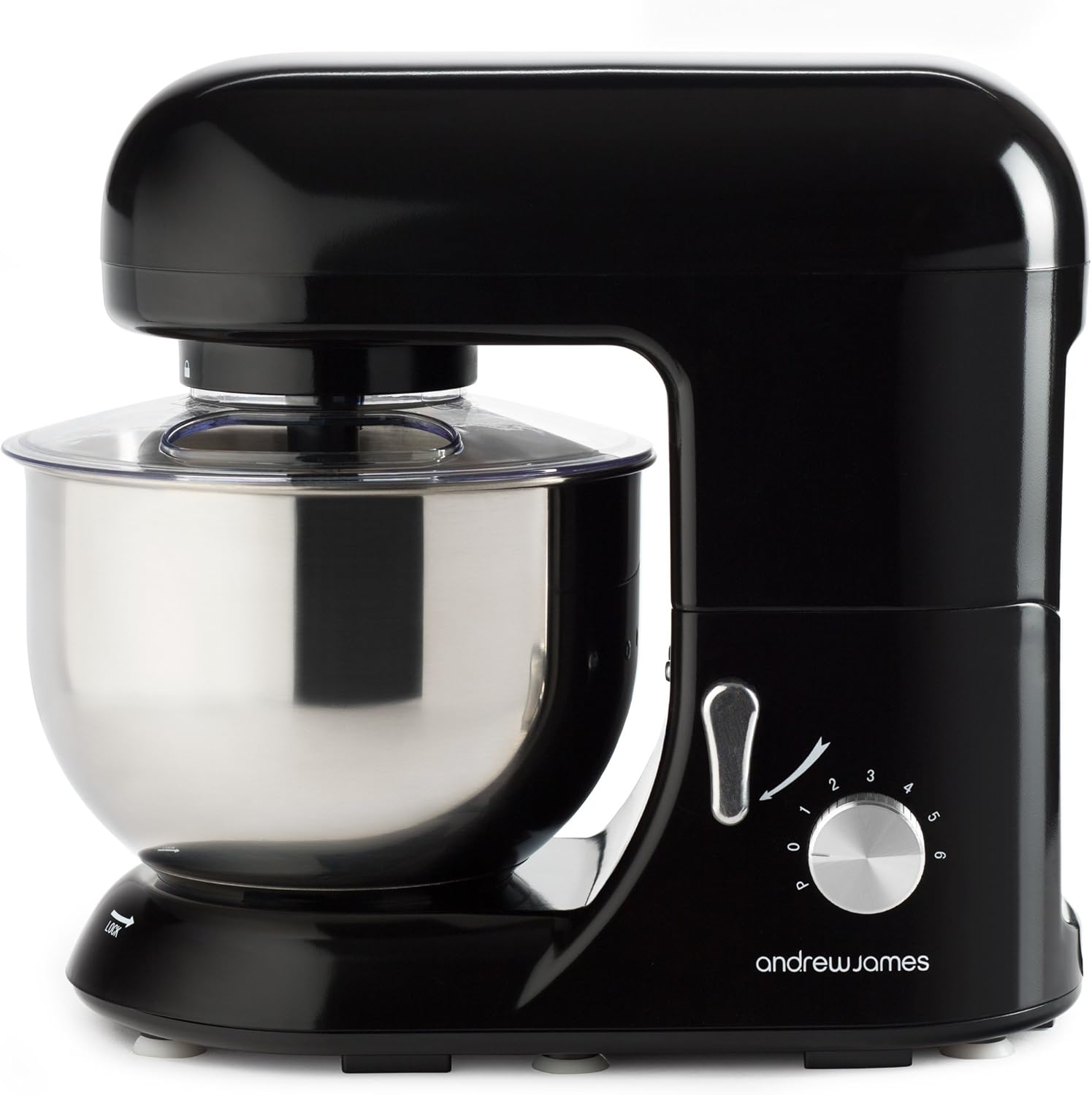 Andrew James Electric Food Stand Mixer In Stunning Black, Splash Guard