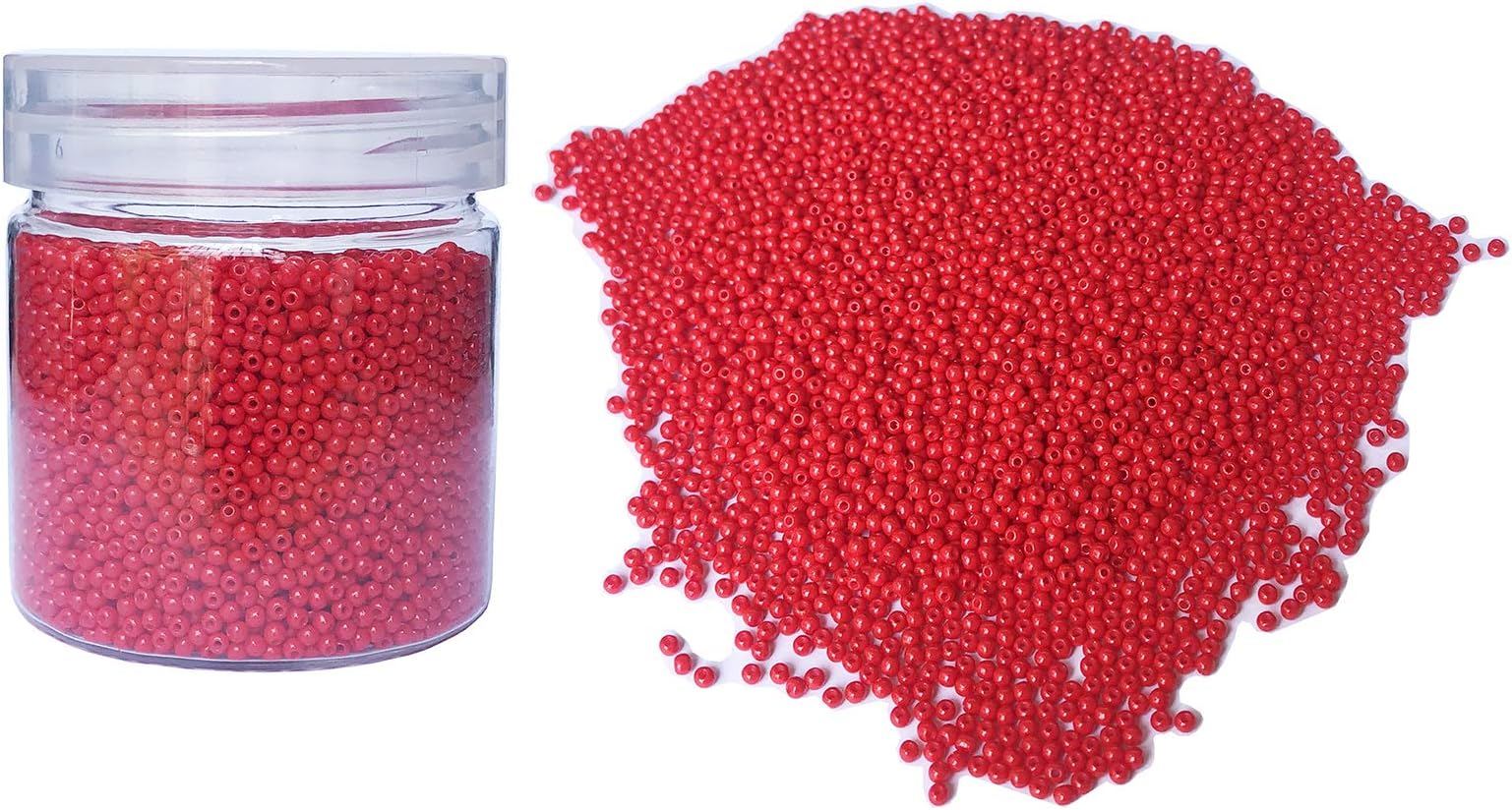 BALABEAD Size Uniform Seed Beads About 10000pcs in Box Opaque Red Seed Beads 12/0 Seed Beads Loose Spacer 2mm Seed Beads, Hole 0.6mm (Red Color)