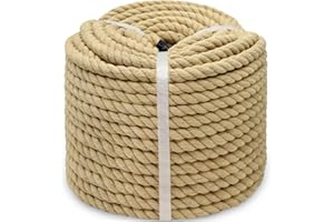 BONSINY Natural Brown Cotton Rope 1/2 Inch x 165 Feet - Thick Nautical Rope for Crafts Decor Wall Hanging DIY Projects