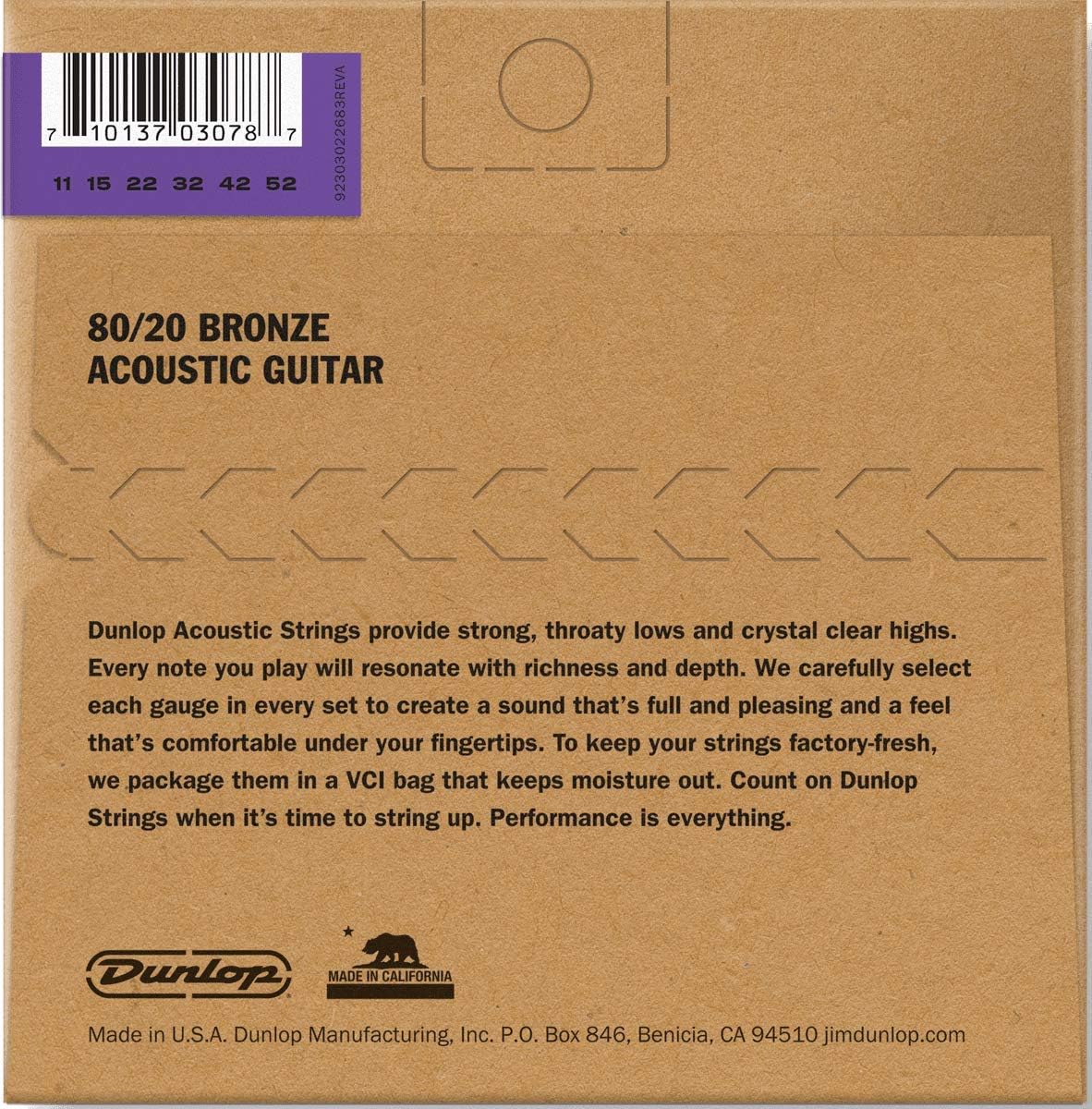 Amazon.com: Dunlop DAB1152 Acoustic 80/20 Bronze Guitar Strings, Medium/Light, .011–.052, 6 Strings/Set: Musical Instruments