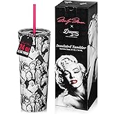 Dragon Glassware x Marilyn Monroe Vacuum Insulated Tumbler with Lid and Straw - 24 oz Tumbler Cup with 2 Straws - Stainless Steel Tumbler with Straw for Water, Iced Tea