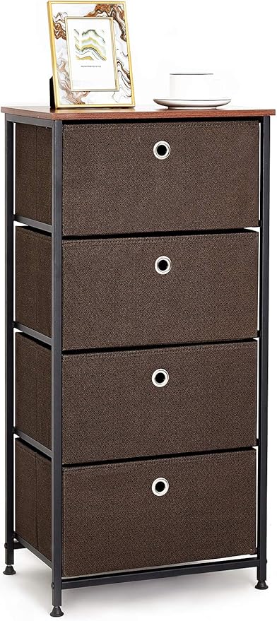 Suhu Kommode Schmal Schrank Mit 4 Schubladen Aus Stoff Beistelltisch Bad Schranke Metall Fur Kuche Wohnzimmer Schlafzimmer Buro Flur Stahl Holz Walnussfarbe Schwarz Amazon De Kuche Haushalt
