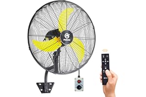 FUGOO 24" Quiet Outdoor Oscillating Wall Mount Fan With Remote Control,All Sealed BLDC Motor,4-Speed Waterproof Outdoor Fan, Heavy Duty Industrial Wall Fans for House,Patios,Garage,Warehouse 5000CFM