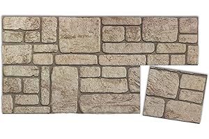 IZODEKOR 3D Brick Effect Wall Panels - Cladding, Stone Look, Styrofoam Panels for Living Room, Kitchen, Bathroom, Balcony, Bedroom, Back of Counter, and Teras | Ancient Traces (10" x 10" Sample)