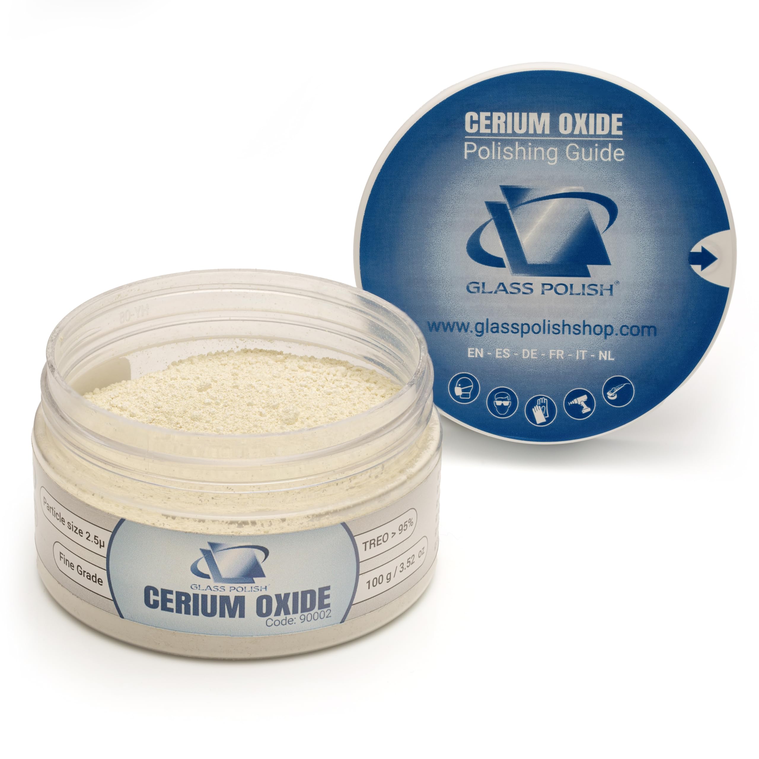 GLASS POLISH PRO Cerium Oxide Glass Polishing Powder – 100g Premium-Grade 95% Pure Suspension-Treated Formula, 2.5 Micron for Glass Scratch Removal, Windshield Polishing and Restoration