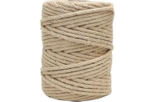 MKMJ Natural Jute Twine 328ft 8mm,4Ply Twisted Thick Twine Rope Strong Jute String Roll for Crafts Gift Wrapping Gardening Home Decor Bundling Cat Scratching Post